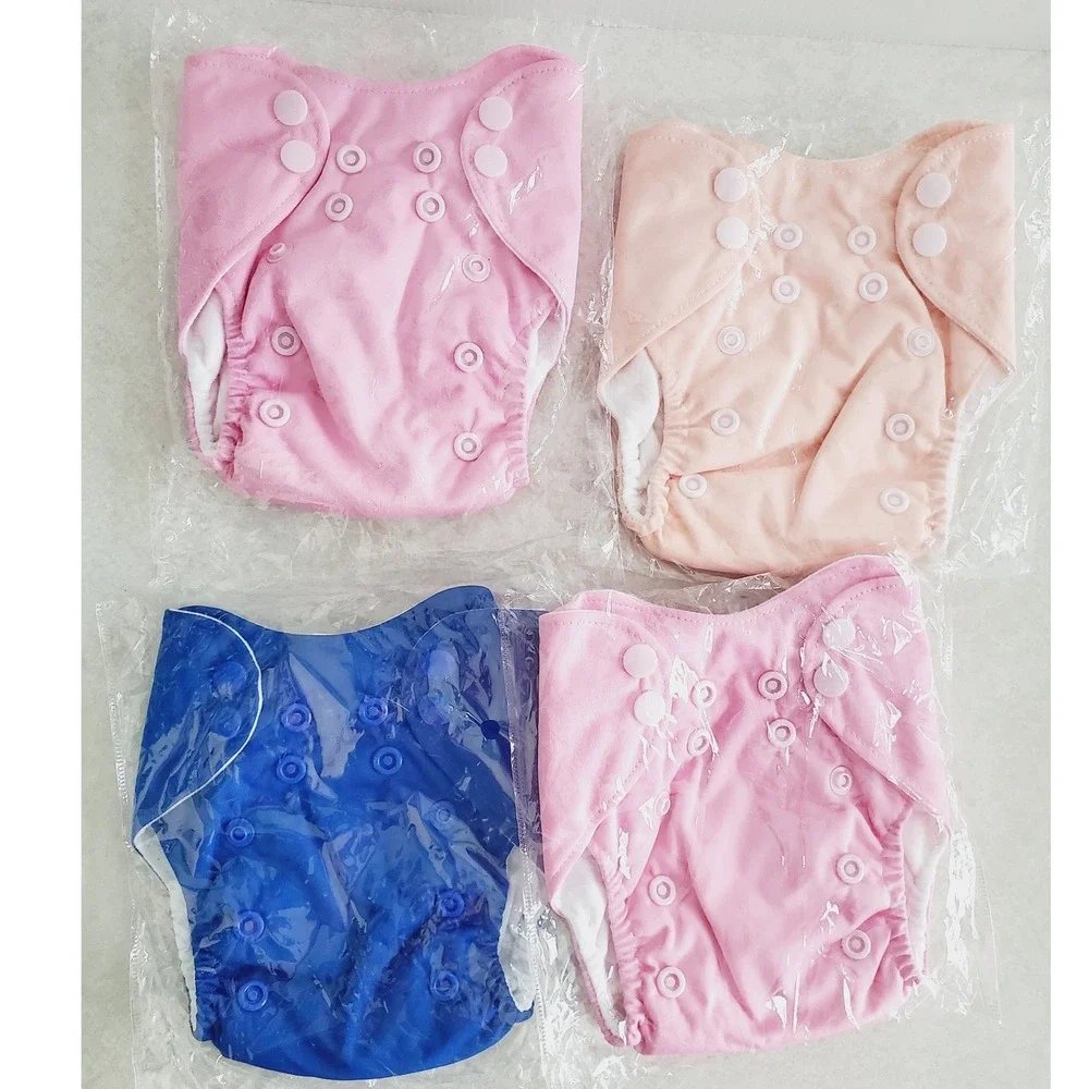 Cloth Pocket Diaper‎ Set Pink Blue Peach Reusable Adjustable Newborn